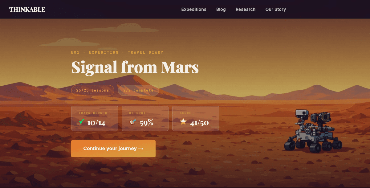 Die Expedition „Signal vom Mars“ — die erste Mission auf der Thinkable-Plattform